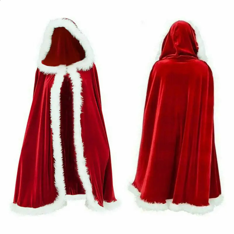 Adult and childrens clothing womens hoodies Christmas cloaks Mrs Santa Claus velvet fur shawls red Cape Town party roleplaying 241007