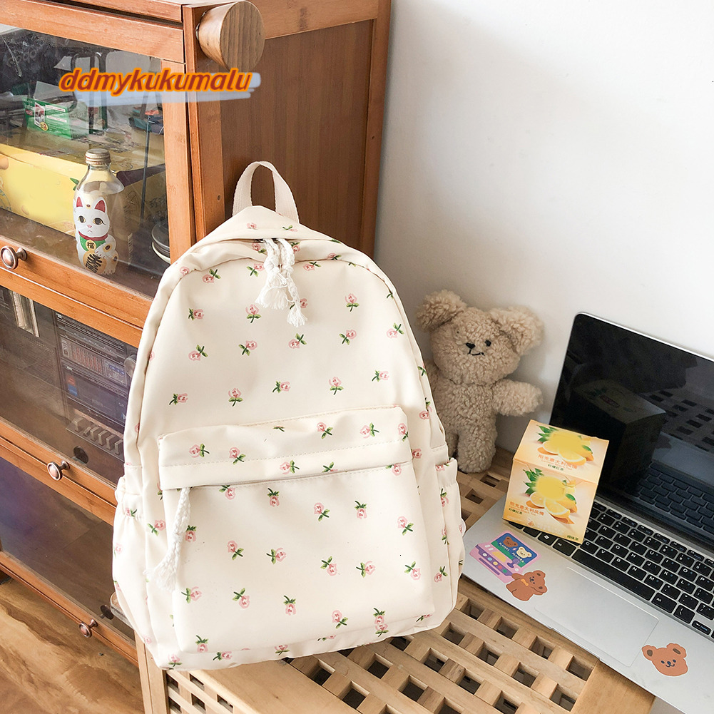 Ladies Floral College Rucksack Large Capacity Students Schoolbag Women Travel Laptop Backpack Japanese Aesthetic Teenage Bookbag H7.1#20.79 ddmykukuma
