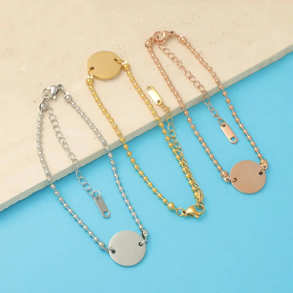 10 pieces of 10/15/20/23/25 MM Bohemian mirror polished stainless steel disc bracelets suitable for womens fashionable jewelry accessories 240929