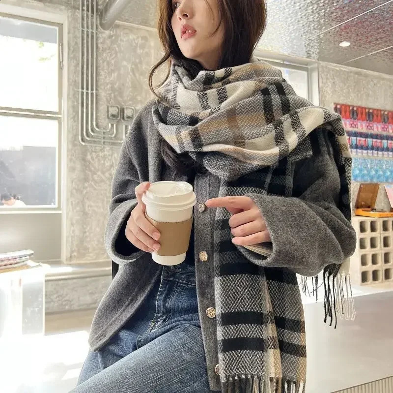 thick scarf Korean sweet cashmere plain shawl for women 241007