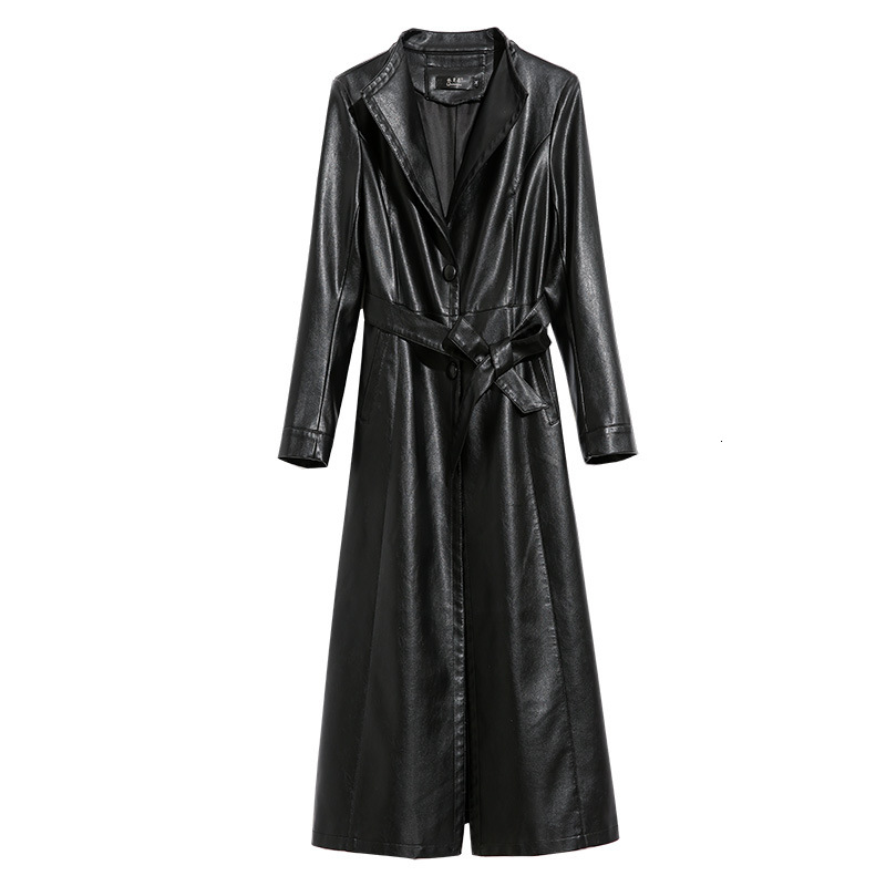 2023 Autumn Real Genuine Lapel Leather For Women Big Size Sheepskin Aviator Jacket Long Overcoat