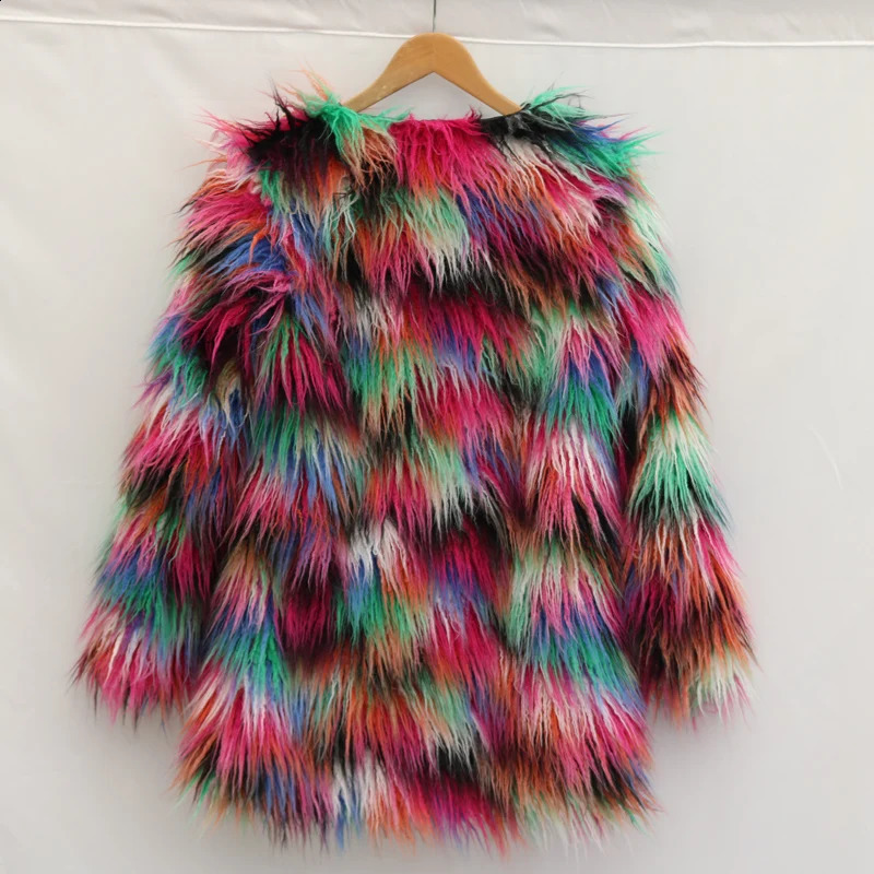 Womens sheepskin medium length thick artificial beach fur coat 240923