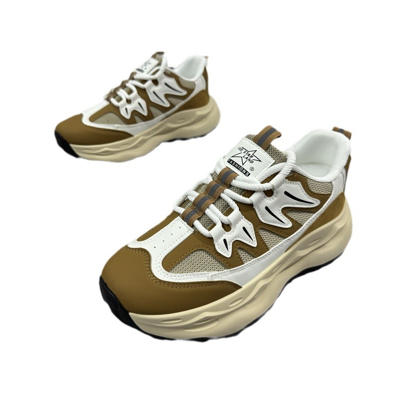 Men's 2024 new thick soled height increasing trend retro sports shoes