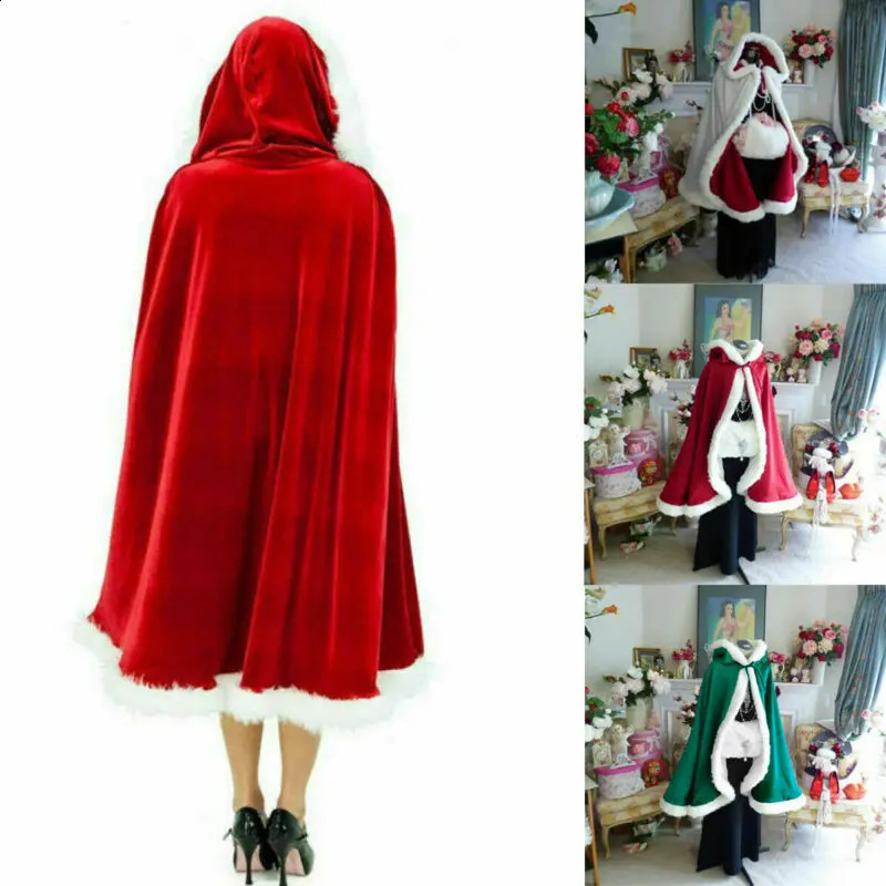 Adult and childrens clothing womens hoodies Christmas cloaks Mrs Santa Claus velvet fur shawls red Cape Town party roleplaying 241007