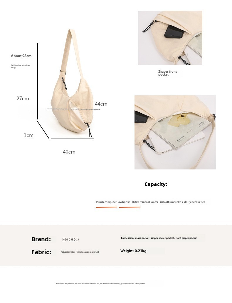 Women's Trendy Large Capacity Sports Shoulder Bag - Durable Nylon Dumpling Style