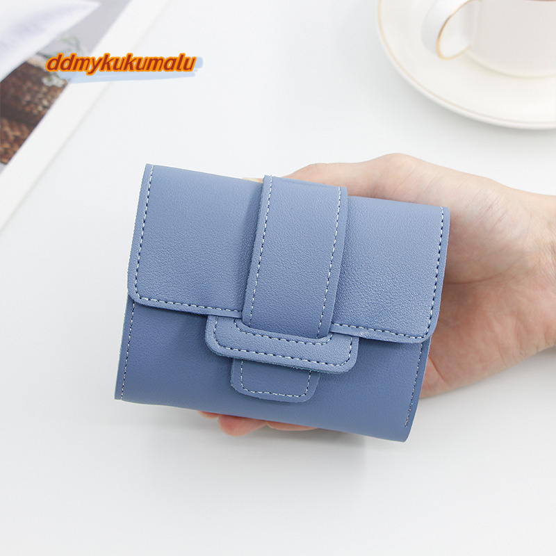 New casual solid color drawstring, 30% off change hand-held bag, women's short wallet, wallet #5 ddmykukumalu