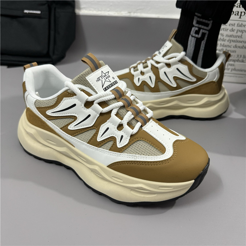 Men's 2024 new thick soled height increasing trend retro sports shoes