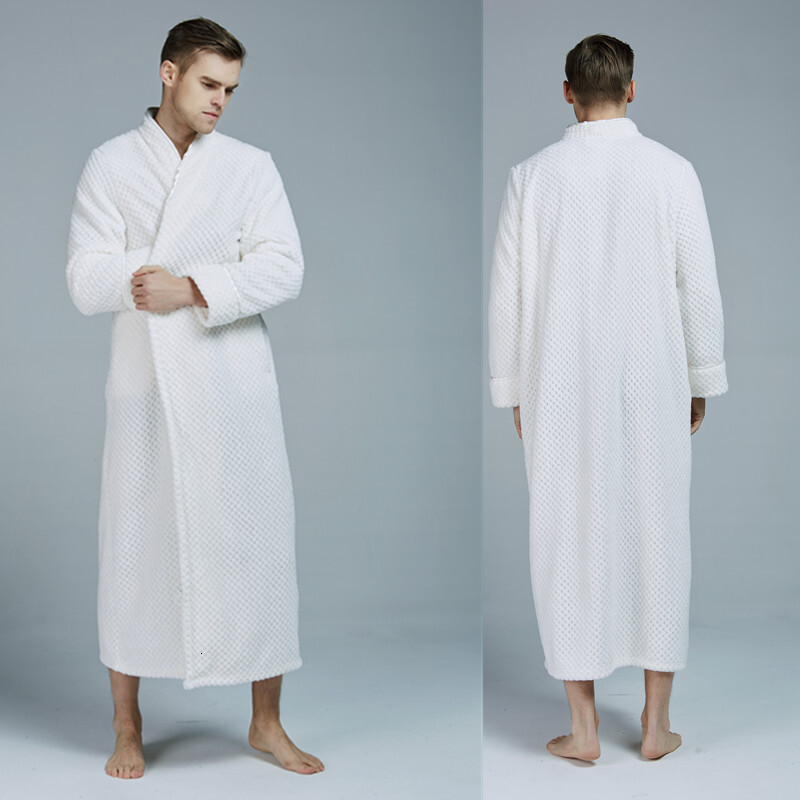 Designer Bathrobe, Flannel Couple's Thick Elongated Nightgown, Men's And Women's Plus Fat Nightgown