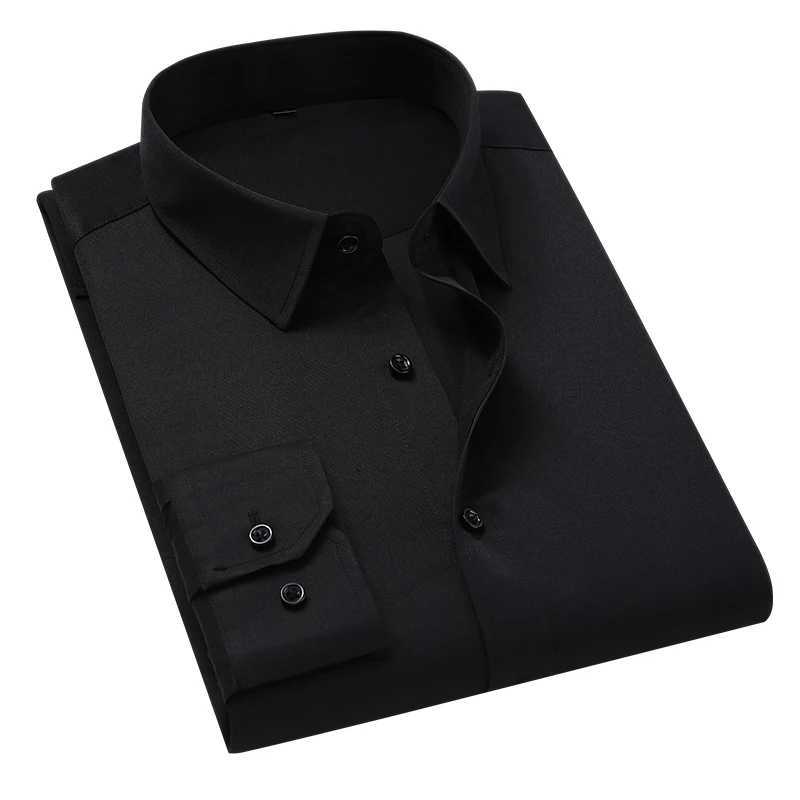 Plus Size 5XL 6XL 7XL Mens Solid Color Business Shirt Fashionable and Casual Ultra Thin White Long Sleeve Mens Brand Clothing X241007