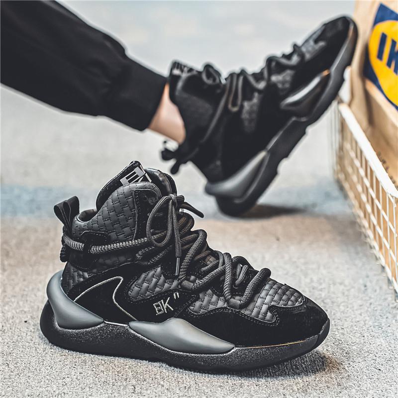 Designer Shoestrendy Brand Men's Four Season Leather High Top Fashion Show Shoes, Youth Korean Version Casual Zhongbang Shoes