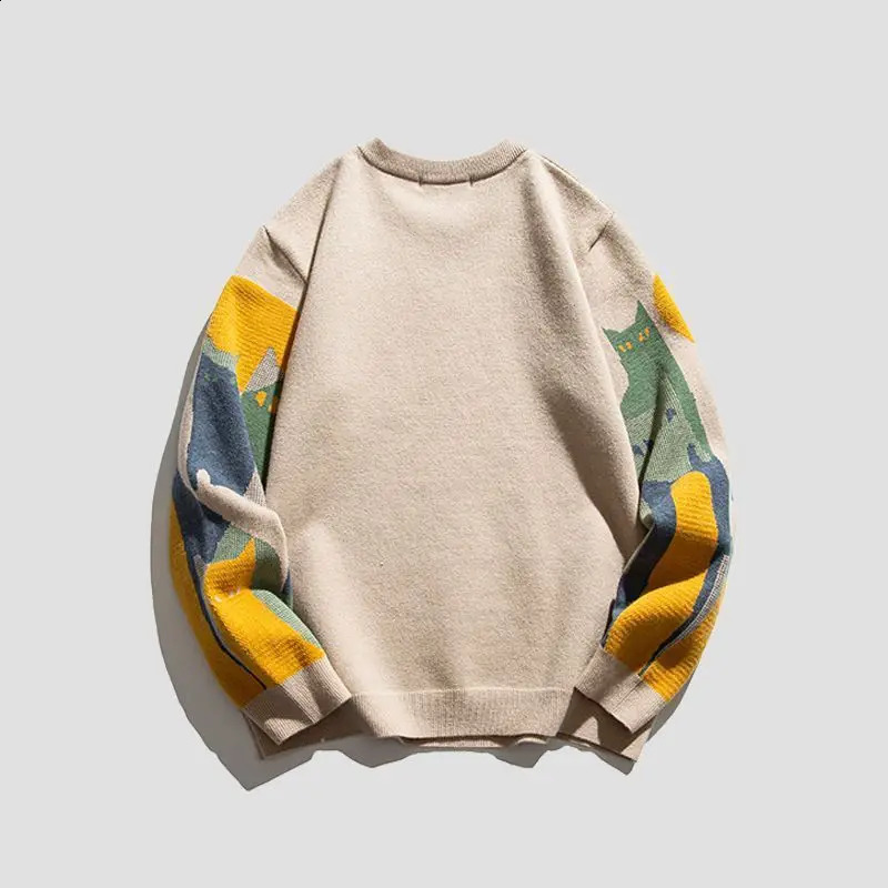 2024 AutumnWinter Mens Pullover Round Neck Printed Casual Fashion Elegant Commuting Trendy Retro Knitted Bottom Shirt 240930