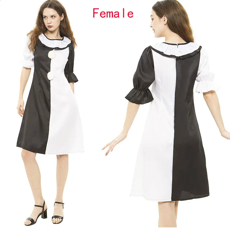 Terrifier cosplay costume for femalemale horror carnival party skin tightening black and white killer clown Halloween jumpsuit 241007