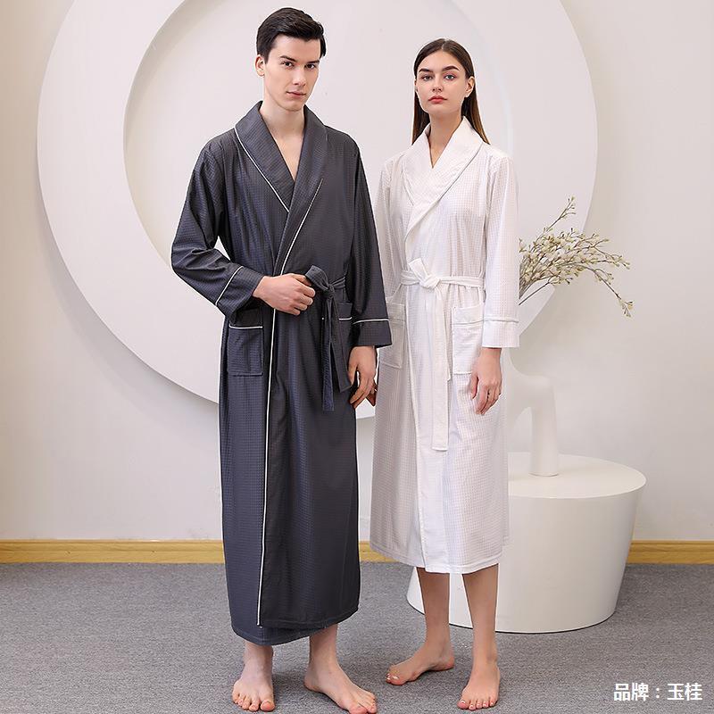 Designer 2024 Summer Thin Satin Bathrobe With Water Absorption Quick Drying, Couple's Sleeping Robe, Women's Long Plus Size, Yukata, Men