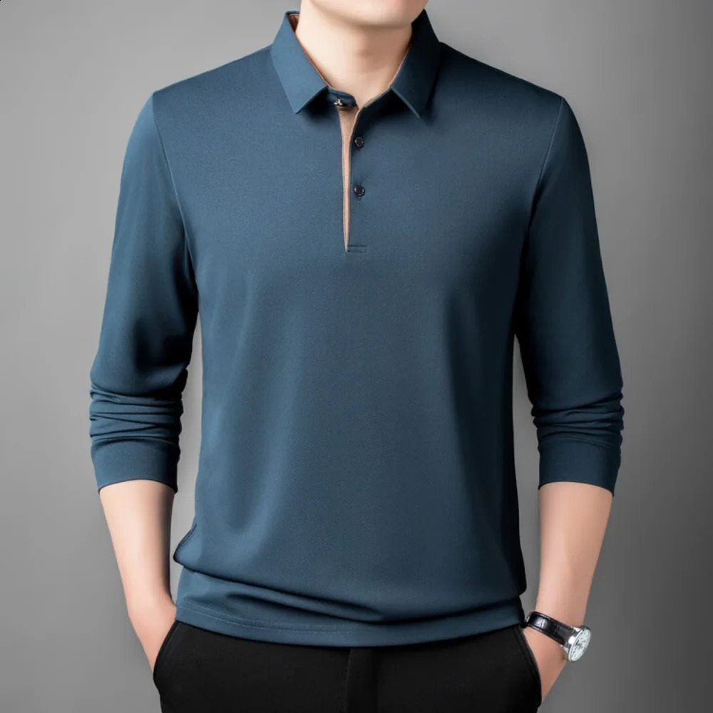 2024 Mens Daily Casual Tee Long Sleeve Sweatershirt Man Clothes Pullover Tops Lapel Polo Clothing 240930