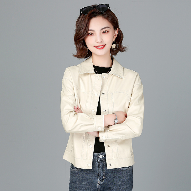 2023 Spring Genuine Leather Women Real Sheepskin Aviator Lapel Womens Bomber Jacket Female New Outerwear Coats