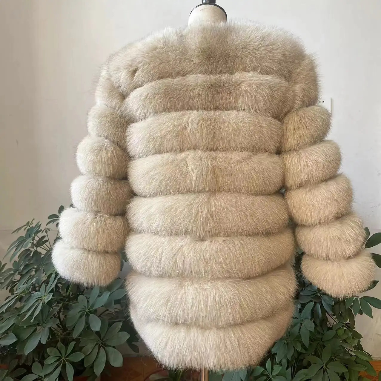 Womens natural fox fur long coat winter jacket warm jacket fashionable 70cm 4-in-1 240923