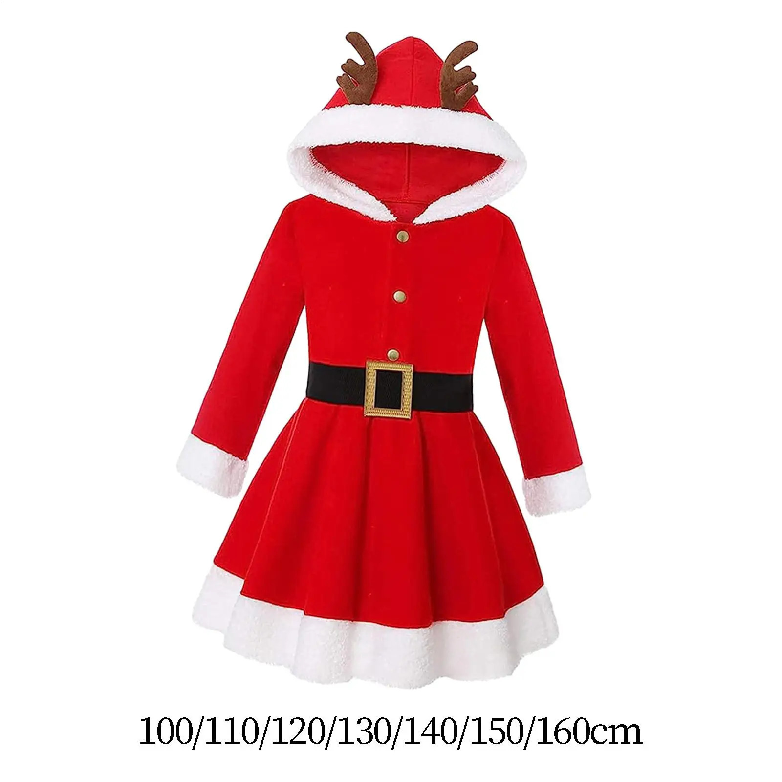 Elk Christmas Dress Costume Hoodie Winter Velvet Role Playing Womens Birthday Party 241007