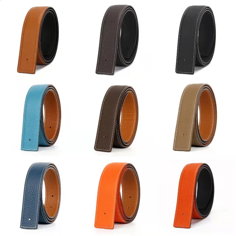32 38MM wide belt suitable for H-buckle top layer genuine denim belt suitable for neutral double-sided dual color one for two colors 240925