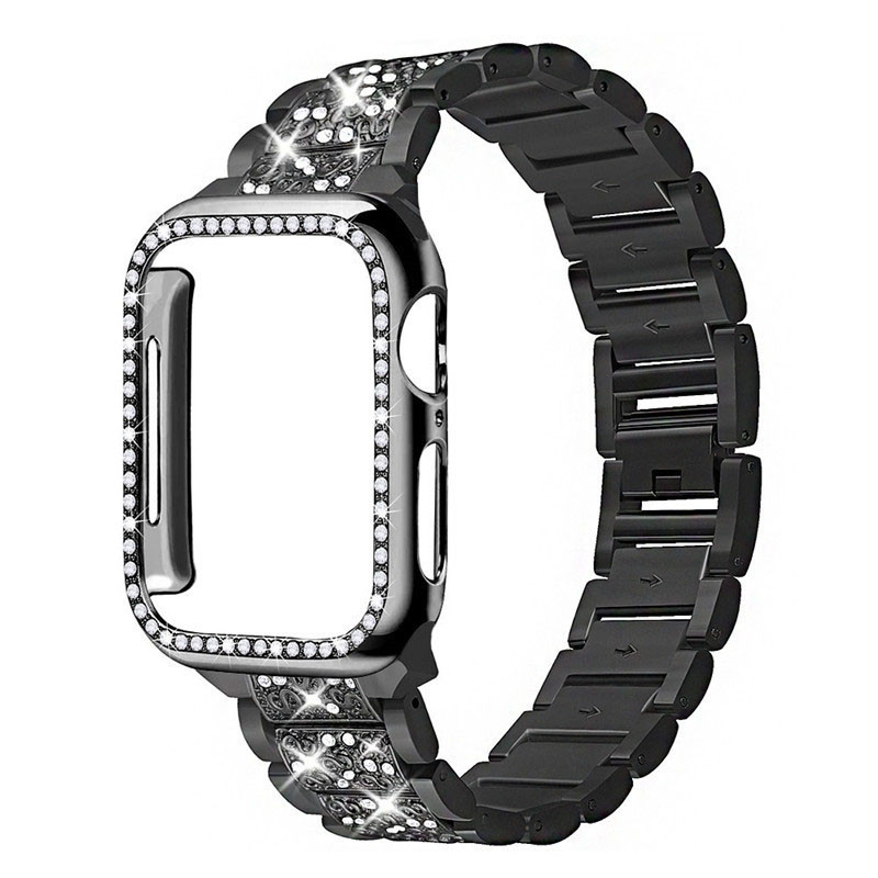 Diamonds Band + Cases with AppleWatch Band Case 40mm for Apple Watch Series 10 9 8 7 6 Bling Cases Crystal Diamond Protective Cover Bumper for 46mm 38