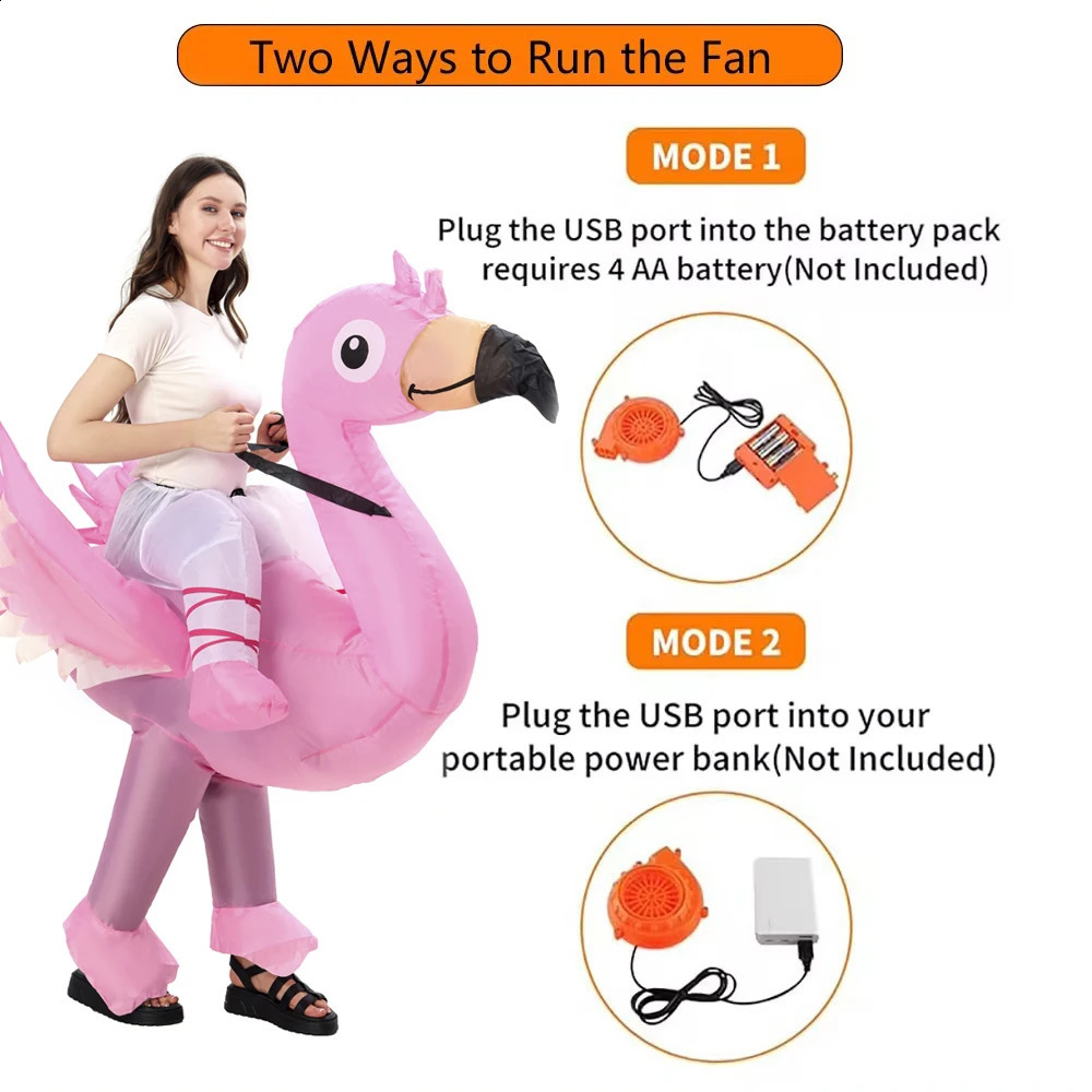 Flamingo Inflatable Costume Christmas Mascot Halloween Female Adult Children Cartoon Anime Party Role Play 241007