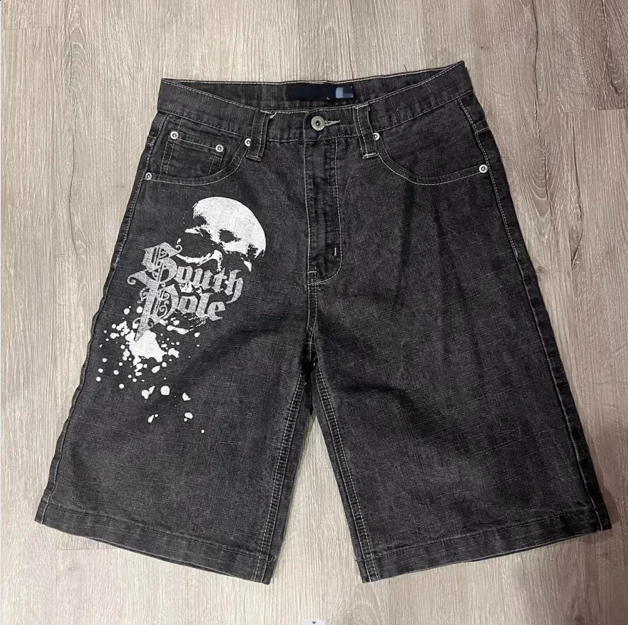 American retro style diamond inlaid black denim shorts slim suitable for wide feet Y2K denim shorts sport shorts street 241007