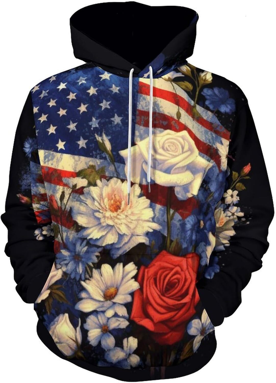 Hoodie for Mens Womens Unisex Psychedelic Skull Hoodie American Flag Flower Hippie Funny Men Graphic Hoodies sweatshirt Pullover Long Sleeve fashionab