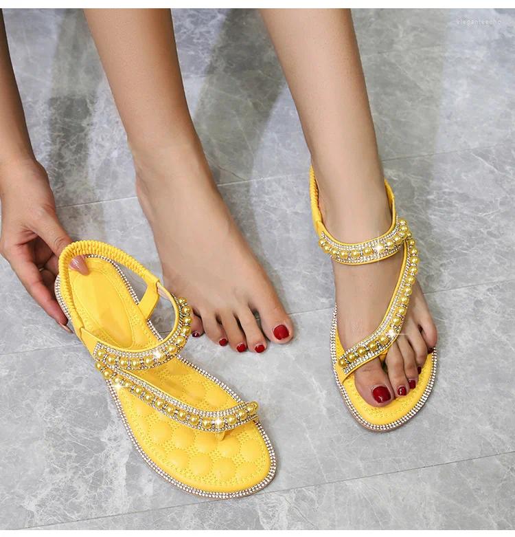 2025 S Fashion Designer Sandals Women S Rhies Summer Bohemia Ankle T Strap Casual Flat Elastic Comfort Shoes For Beach Oceanside