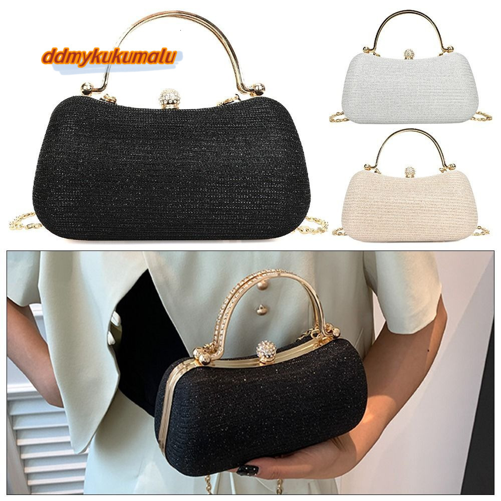 Dinner Evening Fashion Egg Shape Clutch Bag Women Handbags Beaded Rhinestones Chain Purse for Party H6.21#16.5 ddmykukumalu