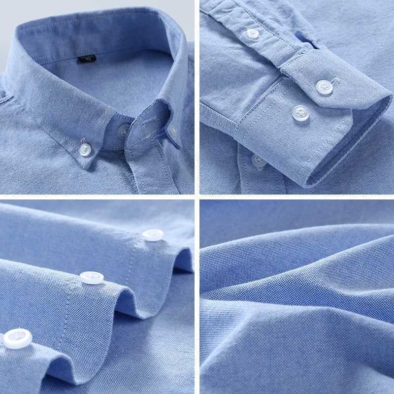 2024 Mens Long Sleeve Dress Shirt Mens Pure Cotton Oxford Embroidered Horse Casual Without Pocket Solid Shirt Plus Size X250125