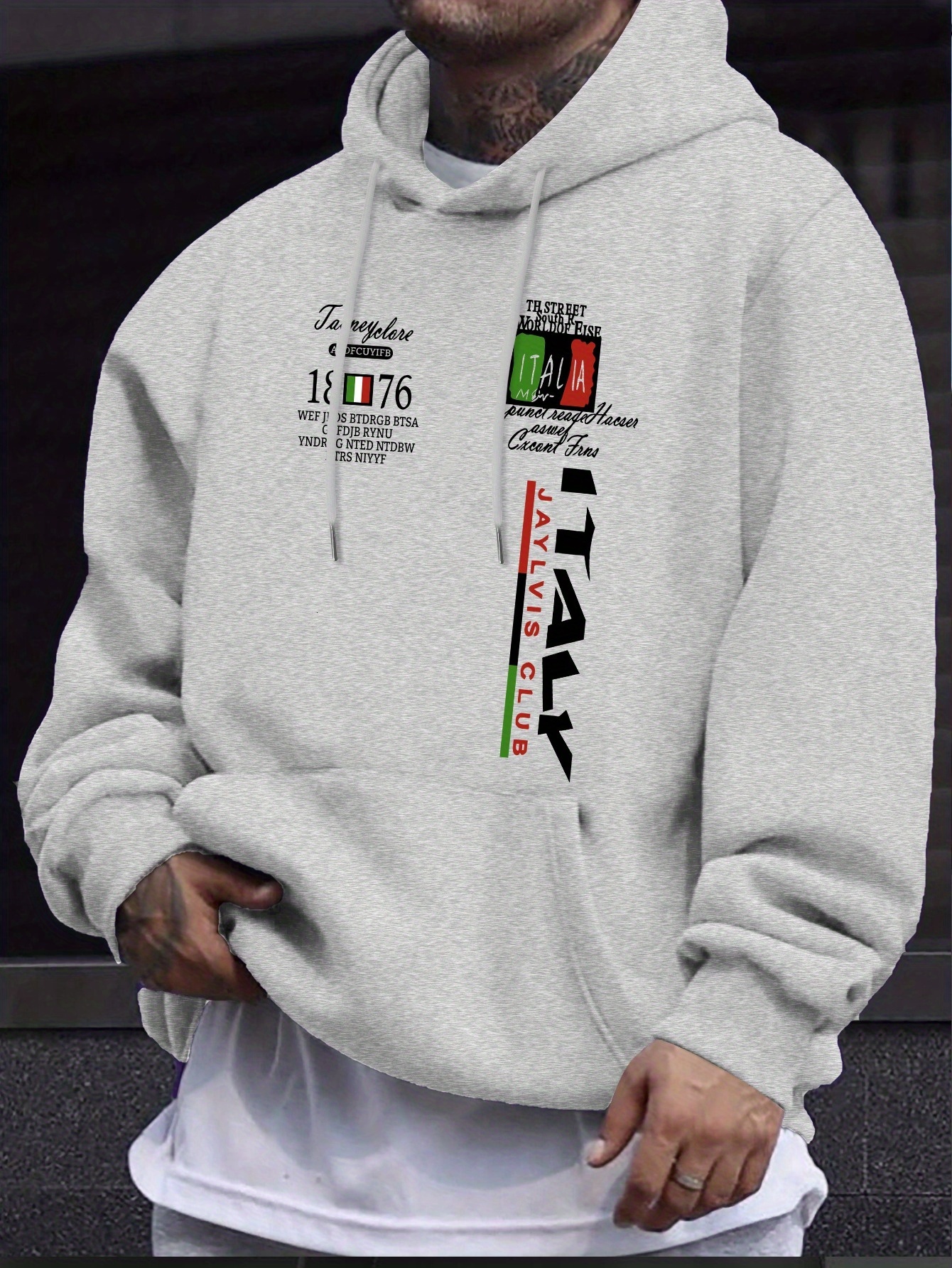 Men's Italy Theme Hoodie - Unique, Stylish, Casual, and Fashionable Long-sleeved Round Neck Sweatshirt with Kangaroo Pocket for Fall and Winter