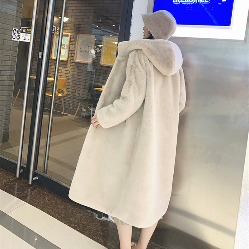 3Xl Hooded Long Faux Mink Women Winter Pink Plush Coat Thick Fake Fur Teddy Overcoat Factory Sell Fluffy Jacket