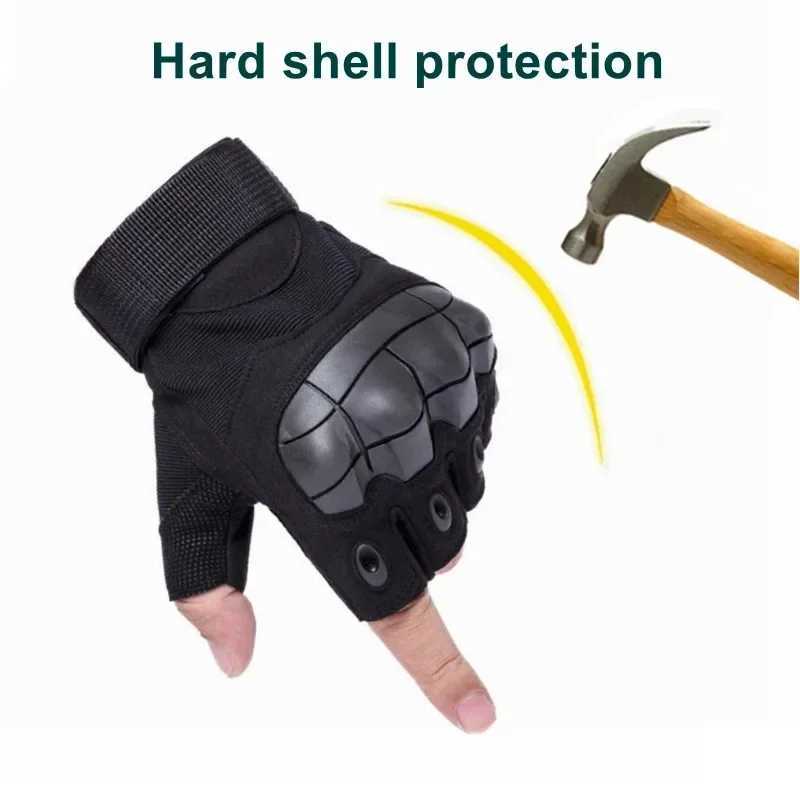 Outdoor Tactical Fingerless Gloves Hard Finger Knot Color Bullet Airgun Hunting Combat Cycling Half Finger Gloves CL241008