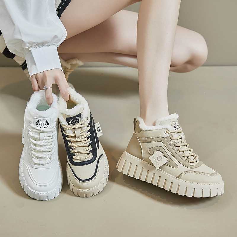 Top Little White Shoes Womens Student Warm Boots Lace Zapatos De Plataforma Para Mujer Womens Casual Sports Shoe Set Y241007