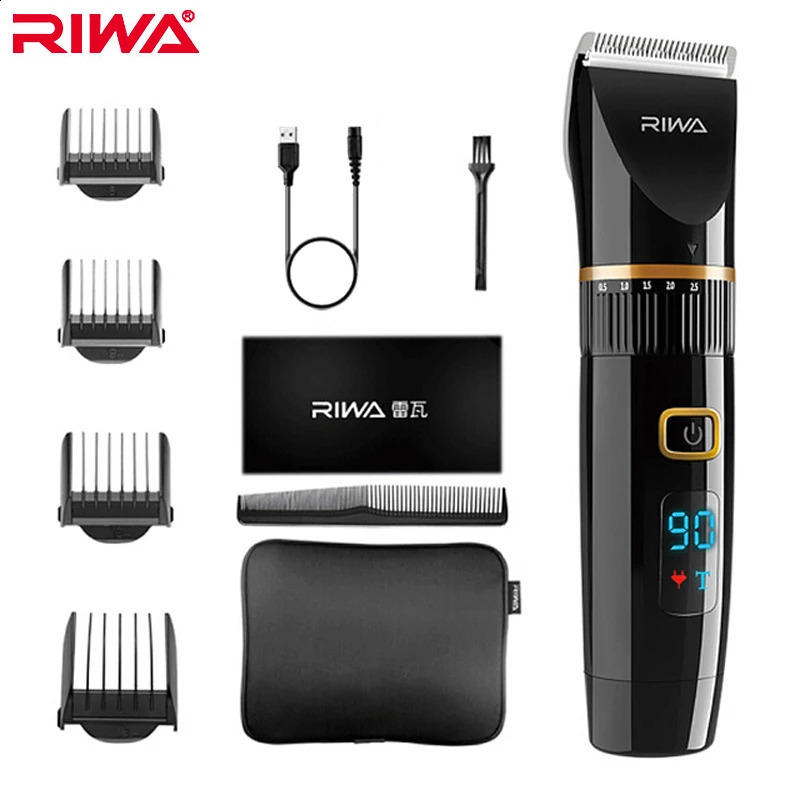 RIWA Hair Clipper Professional Trimmer LCD Display Fast Charge Men Hair Cutting Machine Washable Barber Clipper For Haircut 6501 240925