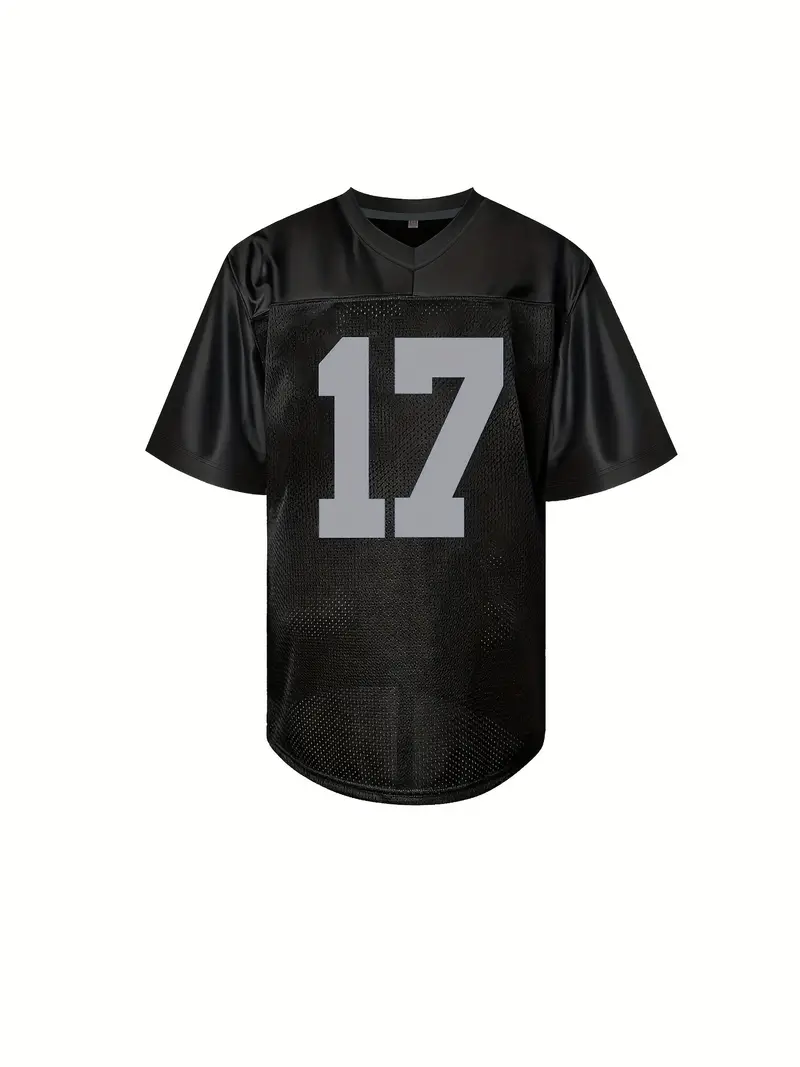 #17 Davante Adams Comfy V-Neck Football Jersey Black Mesh Embroidery for Training and Competition Breathable Moisture-Wicking American Football Shirt