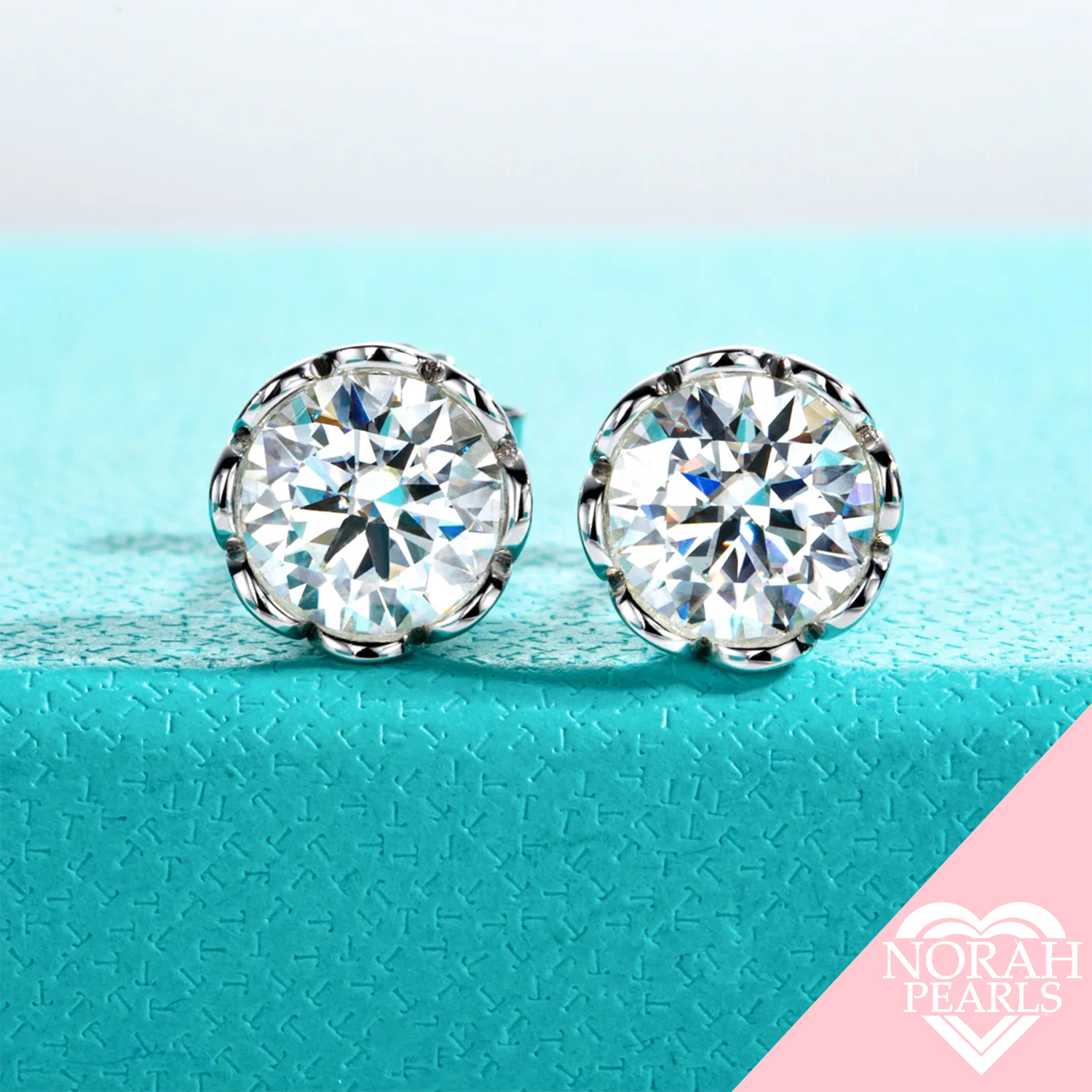 14K D Color VVS1 Stud Earrings 2-6CT Sterg Sier Classic Moissanite Jewelry