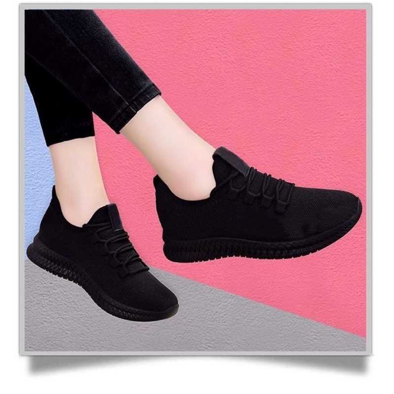 2024 Autumn Womens Breathable Anti Slip Platform Fashion New Casual Shoes Korean Running Shoes Black Sports Shoes Womens Sports Shoes Y241007