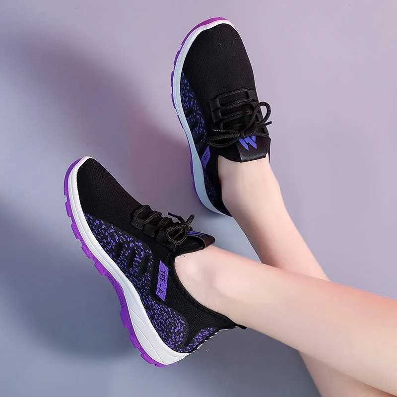 Vulcanized shoes womens platform sports shoes summer lightweight breathable mesh sports shoes womens outdoor wear-resistant jogging coaching machine Y