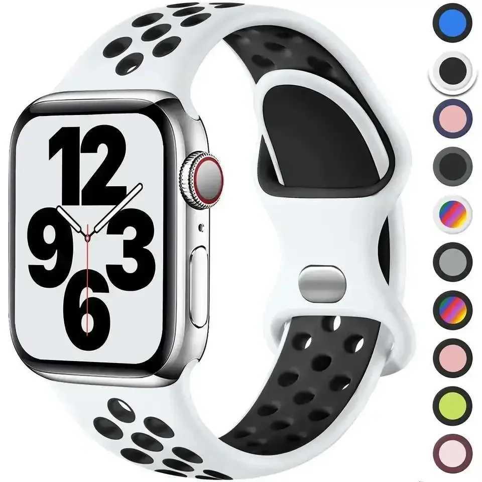 Apple Watch Band 49mm 44mm 45mm 42mm 41mm 38mm 40mm Correa Silicone Sports Bracelet IWatch 8 SE 7 6 5 Ultra 49mm W241007