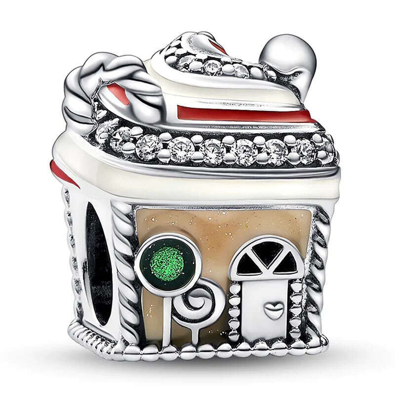 925 New Sterling Silver Herbarium Cluster Snowflake Star Car Gingerbread House Mouse Stocking Bead Charm Fit Bracelet Jewelry