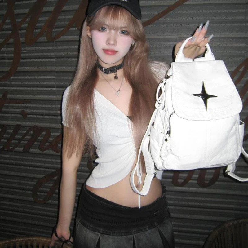 2025 NEW Y2k Aesthetic Streetwear Casual Rucac Japanese Simple Fashion Women Vintage Backpac Trendy Students Femme Schoolbags 240927 zhanyishengli