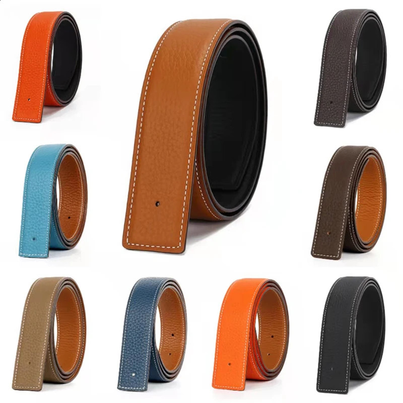 32 38MM wide belt suitable for H-buckle top layer genuine denim belt suitable for neutral double-sided dual color one for two colors 240925