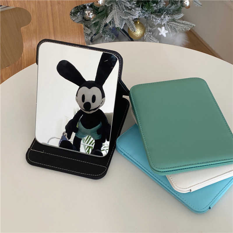 Ins style minimalist bread makeup mirror office foldable desktop vanity mirror portable and portable small mirror
