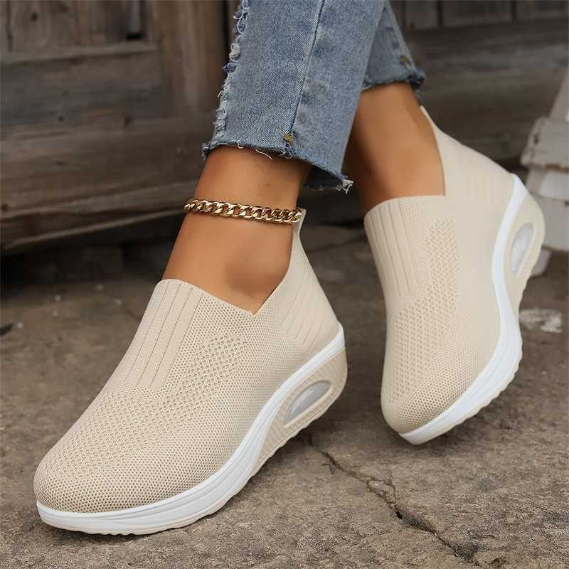 Womens walking shoes air cushion anti slip orthopedic shoes womens platform mule breathable wedge womens sports shoes Y241007
