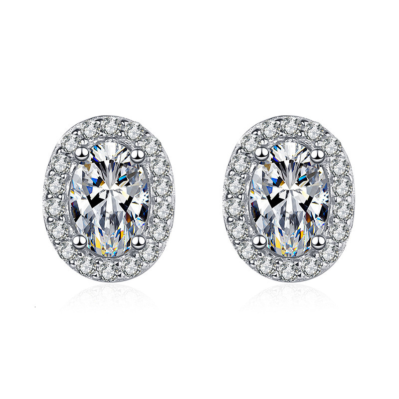 s sterg sier D color Moissanite dia female classic egg-shaped earrings fashion