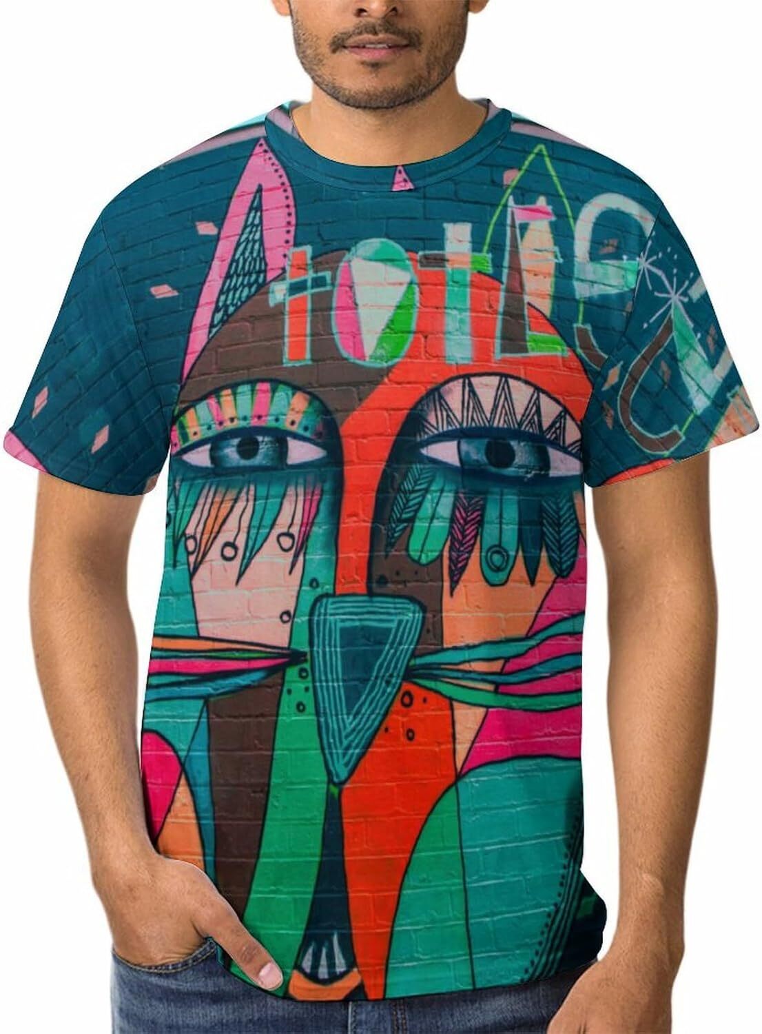 Mens T shirt Mens Street Graffiti T Shirts 3D Print Casual Short Sleeve Novelty Tops graphic tee Casual tops summer clothes Short sleeve cool