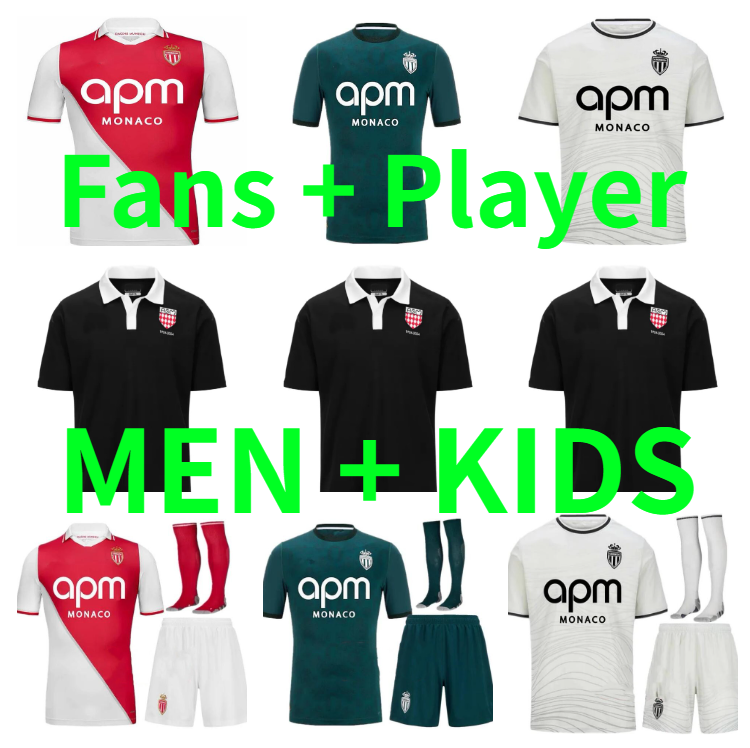 2024 2025 maillots AS Monacos Soccer Jerseys Ben Seghir Zakaria Matazo BEN YEDDER GOLOVIN 24 25 GEUBBELS Player version Men kids kit maillot de foot Football Shirt