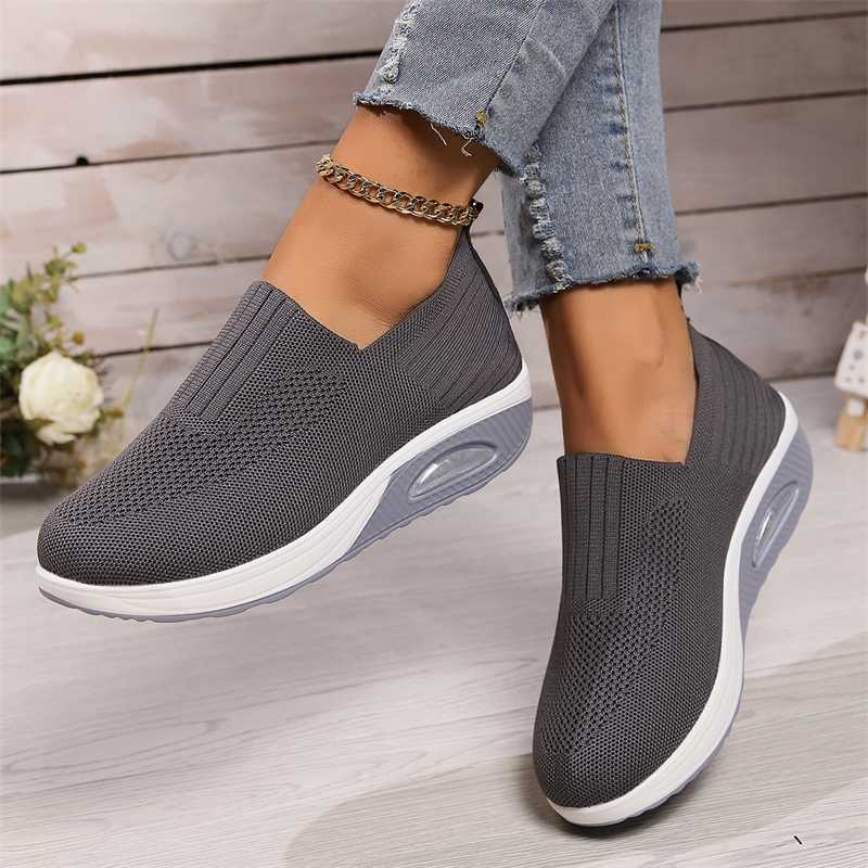 Womens walking shoes air cushion anti slip orthopedic shoes womens platform mule breathable wedge womens sports shoes Y241007