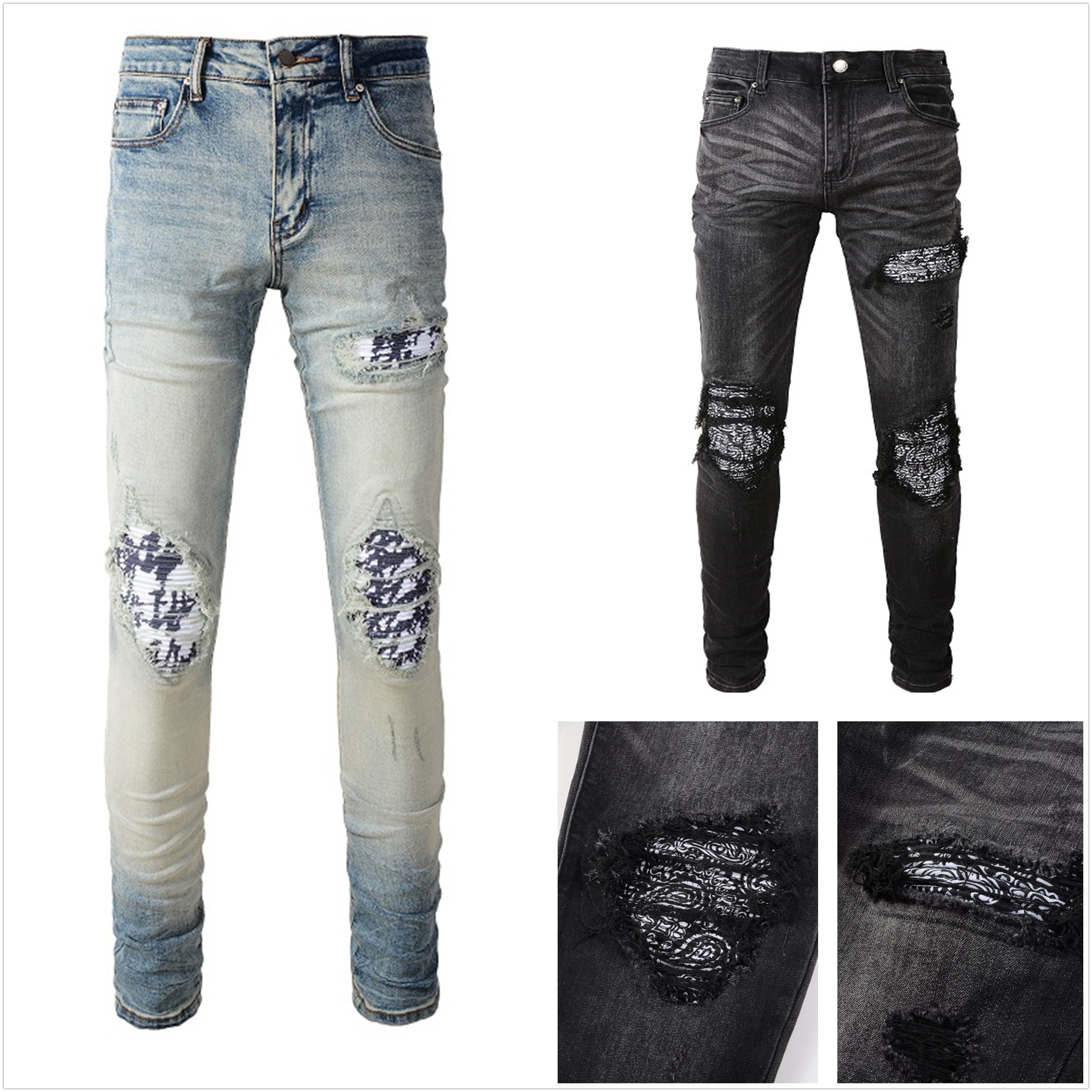 jeans mens designer pants designer jean jeans for mens High Street Hip Hop Parker Vintage Ripped Jeans High quality free shipping 28-40 yards Q1