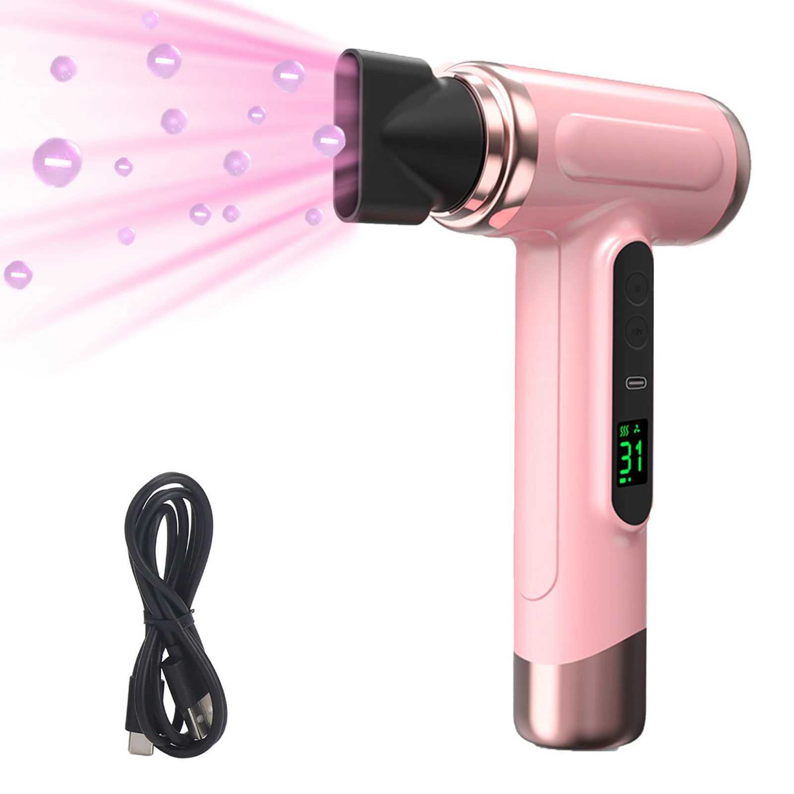 Handheld Wireless Hair Dryer USB Recharge Display Screen Cold Warm Wind Dryer for Dormitory/Travel Strong Wind Low Noise 3 GearsXJ241021
